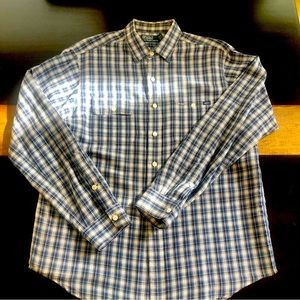 Polo by Ralph Lauren Blue Plaid Linen Shirt. Size Large